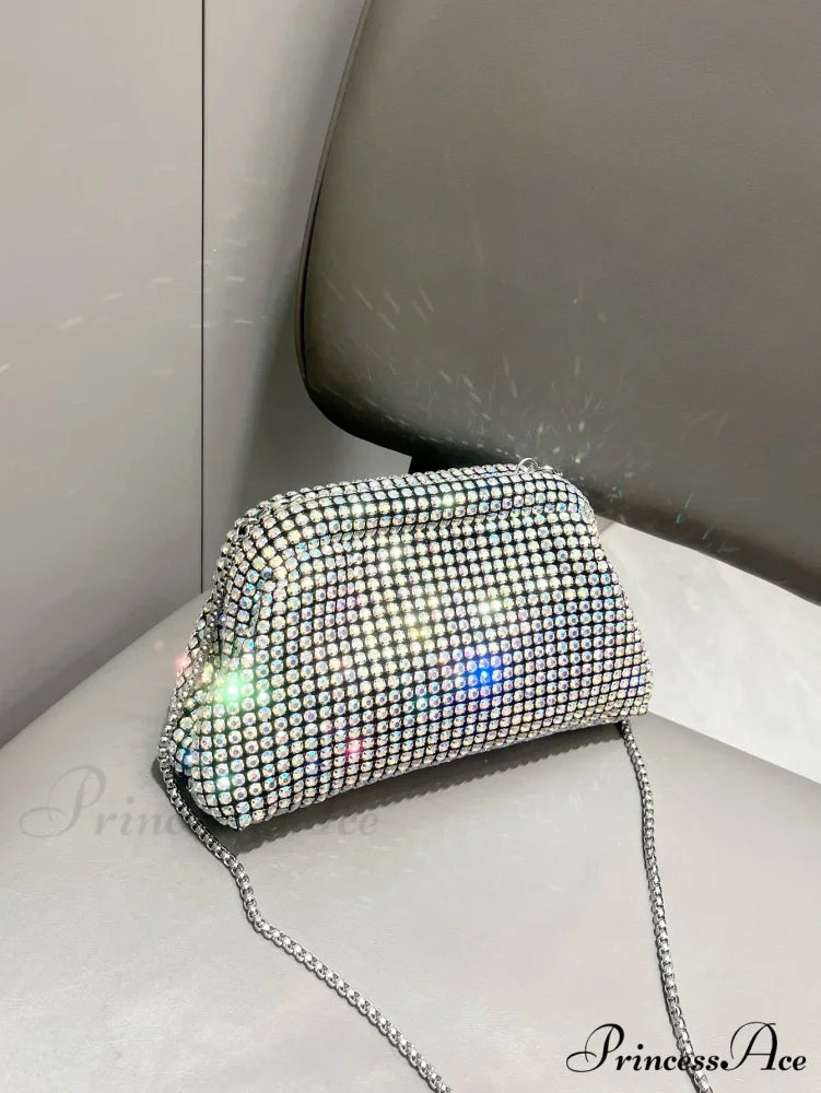 Sparkling Gems Designer Clutch Night Bag Silver AB clutchbag-250126