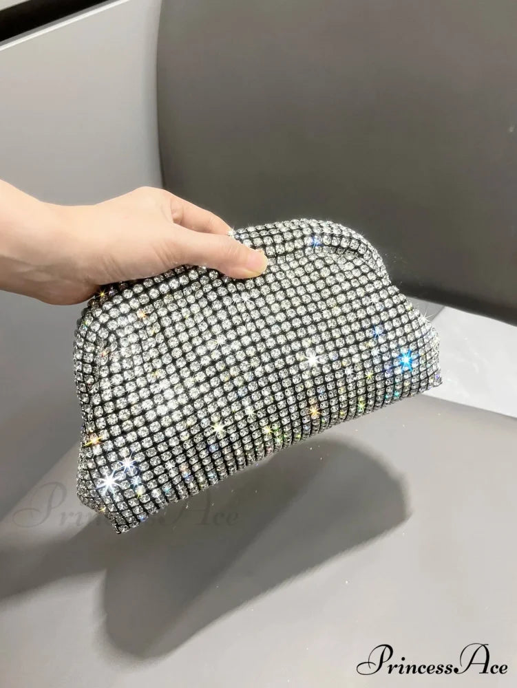 Sparkling Gems Designer Clutch Night Bag Silver clutchbag-250126