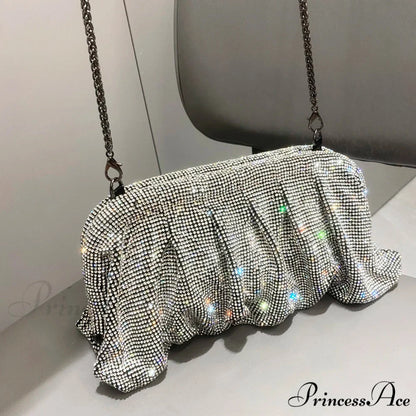 Sparkling Gems Handcrafted Nighttime Clutch Black silver wristlet-250126