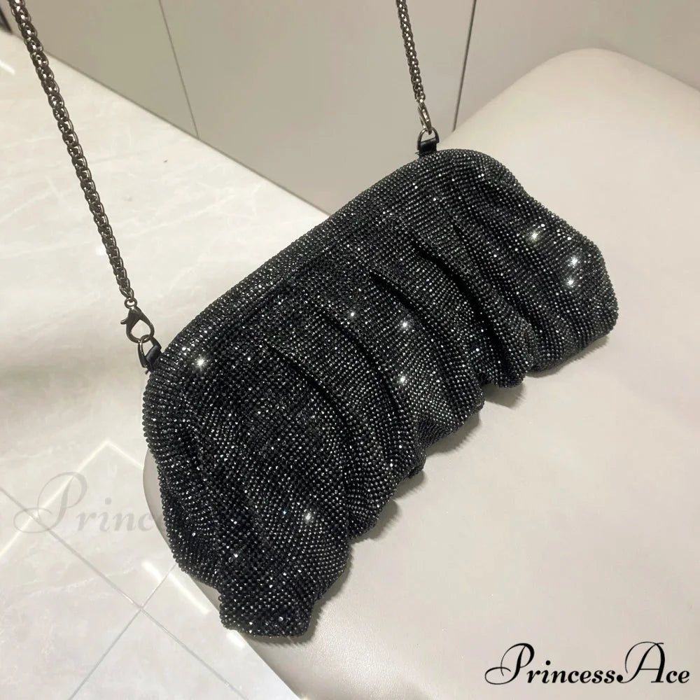 Sparkling Gems Handcrafted Nighttime Clutch Black wristlet-250126