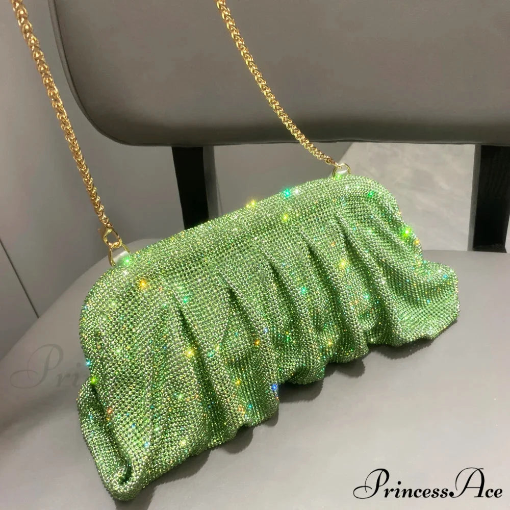 Sparkling Gems Handcrafted Nighttime Clutch Green wristlet-250126
