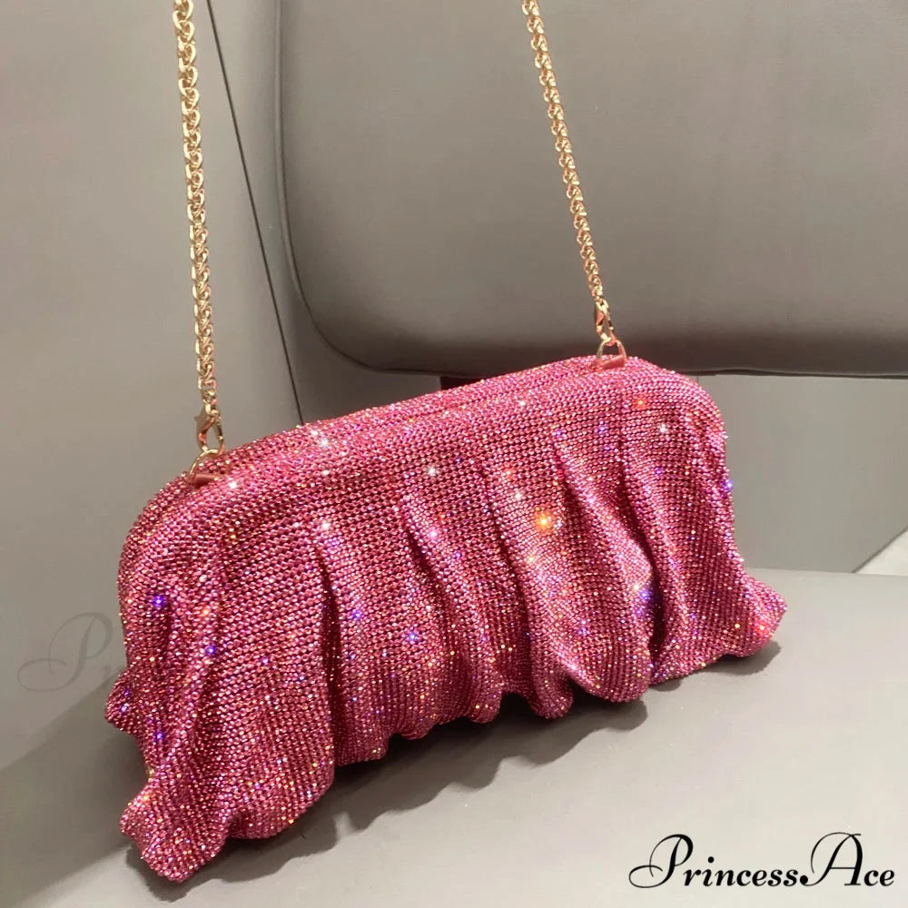 Sparkling Gems Handcrafted Nighttime Clutch Pink wristlet-250126