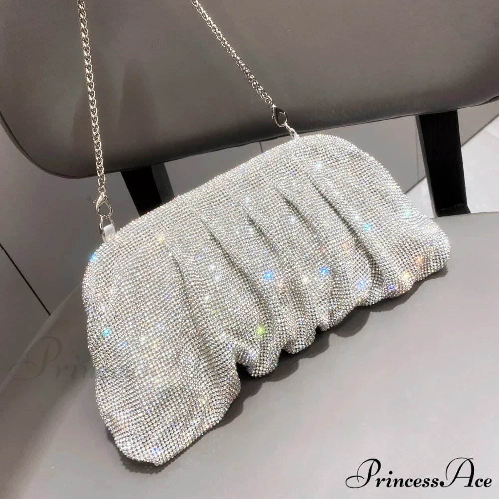 Sparkling Gems Handcrafted Nighttime Clutch silver wristlet-250126