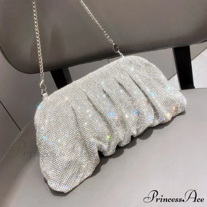 Sparkling Gems Handcrafted Nighttime Clutch silver wristlet-250126