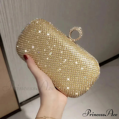 Sparkling Gems Lavish Nighttime Purse Gold clutchbag-250126