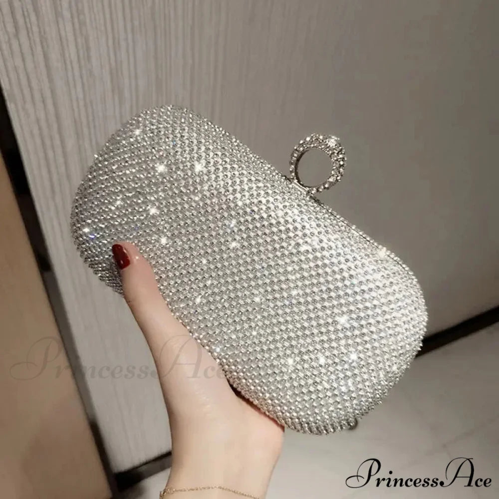 Sparkling Gems Lavish Nighttime Purse Silver clutchbag-250126