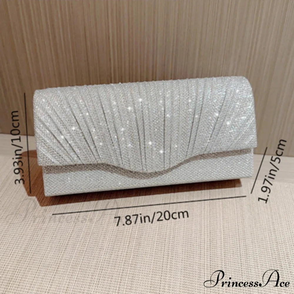 Sparkling Gray Envelope Clutch Wristlet Silver wristlet-250126