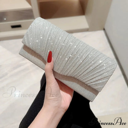 Sparkling Gray Envelope Clutch Wristlet Silver wristlet-250126