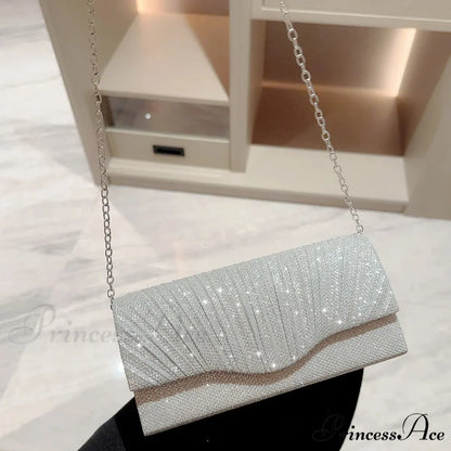 Sparkling Gray Envelope Clutch Wristlet Silver wristlet-250126