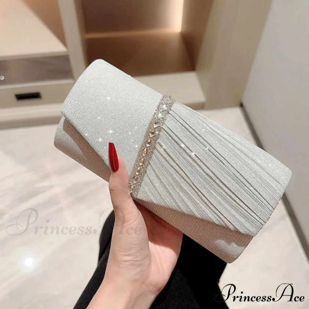 Sparkling Gray Envelope Clutch Wristlet Silver wristlet-250126