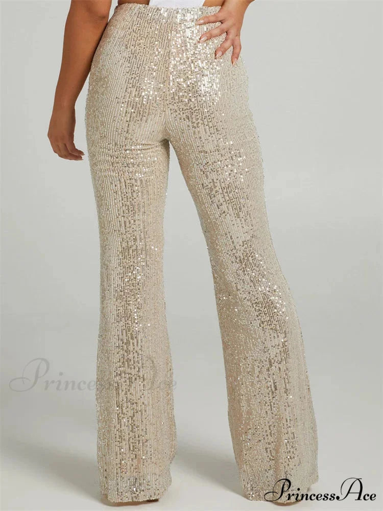 Sparkling High Waist Slim Fit Flare Club Pant pant-250223