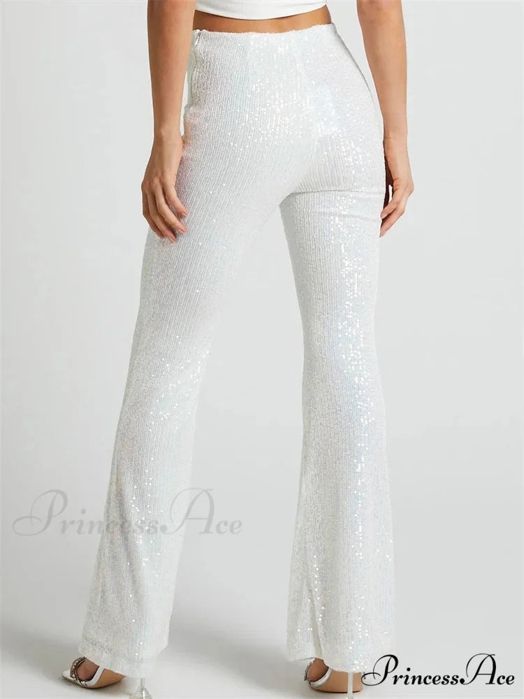 Sparkling High Waist Slim Fit Flare Club Pant pant-250223