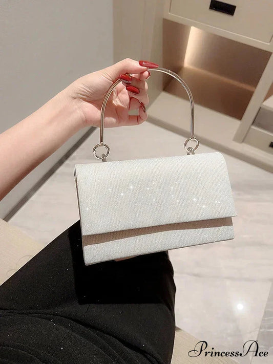 Sparkling Marriage Purse Crossbody Bag for Ladies Silver clutchbag-250126