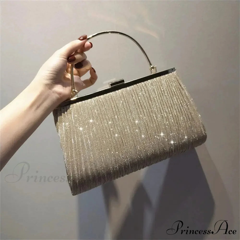 Sparkling Moon Evening Clutch Bag Shoulder Bag Beige clutchbag-250126
