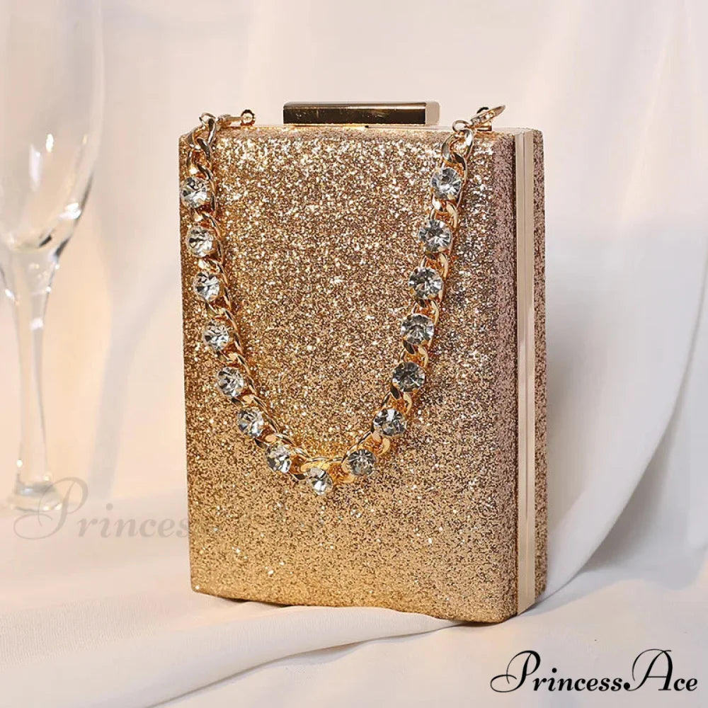 Sparkling Night Clutch Purse Wristlet Mini(Max Length<20cm) / Gold wristlet-250126