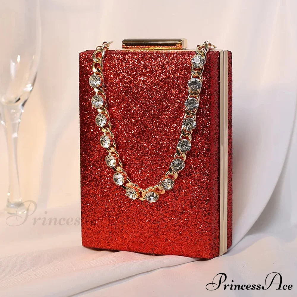 Sparkling Night Clutch Purse Wristlet Mini(Max Length<20cm) / Red wristlet-250126