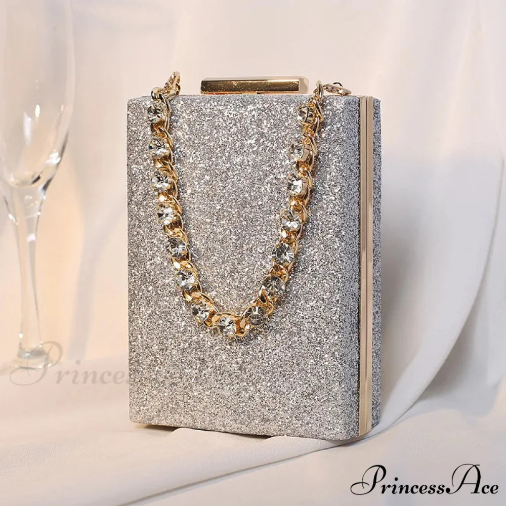 Sparkling Night Clutch Purse Wristlet Mini(Max Length<20cm) / Silver wristlet-250126