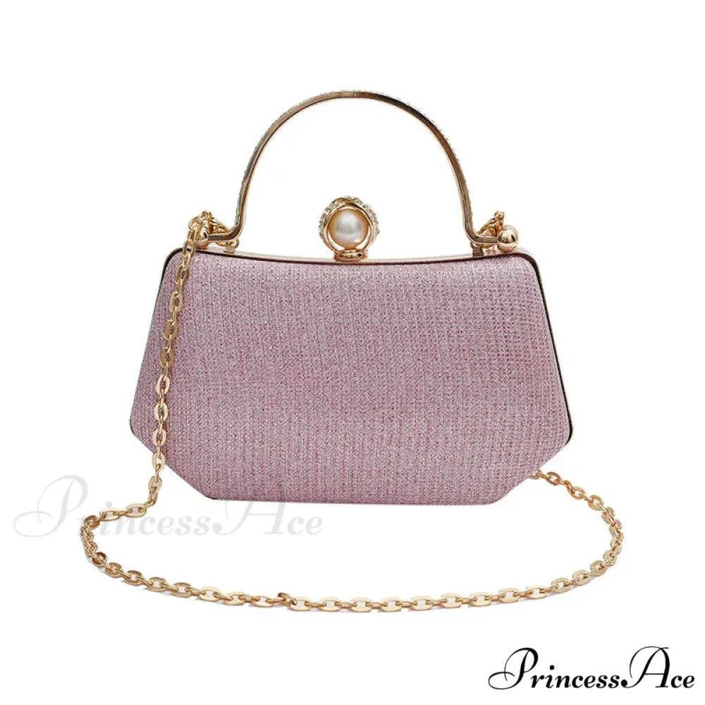 Sparkling Night Feast Wrist Pouch Gemstone Clutch Pouch Pink clutchbag-250126