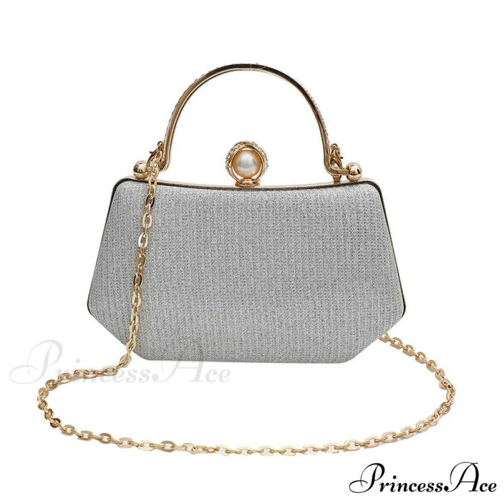 Sparkling Night Feast Wrist Pouch Gemstone Clutch Pouch Silver clutchbag-250126