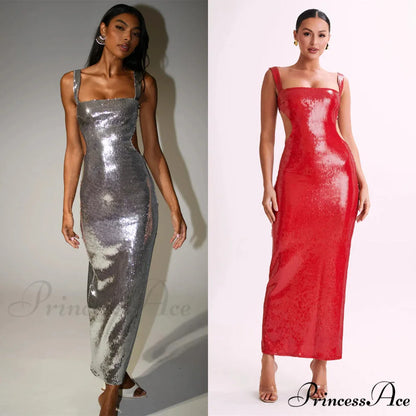 Sparkling Open-Backed Trim Fit Slit Formal Dress promdress-250223