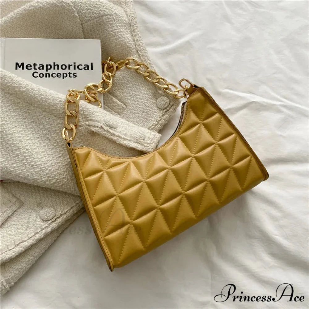 Sparkling Pattern Synthetic Leather Chain Shoulder Purse Beige handbag-250126