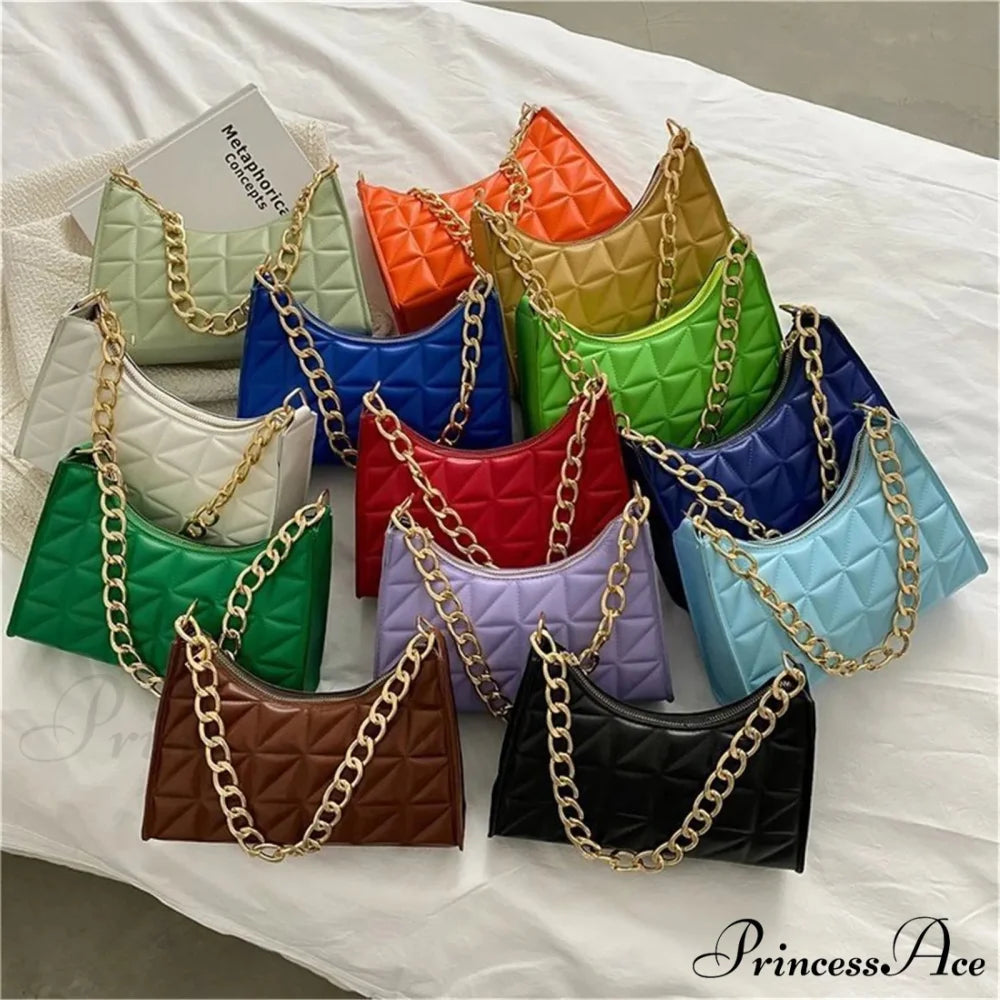 Sparkling Pattern Synthetic Leather Chain Shoulder Purse handbag-250126
