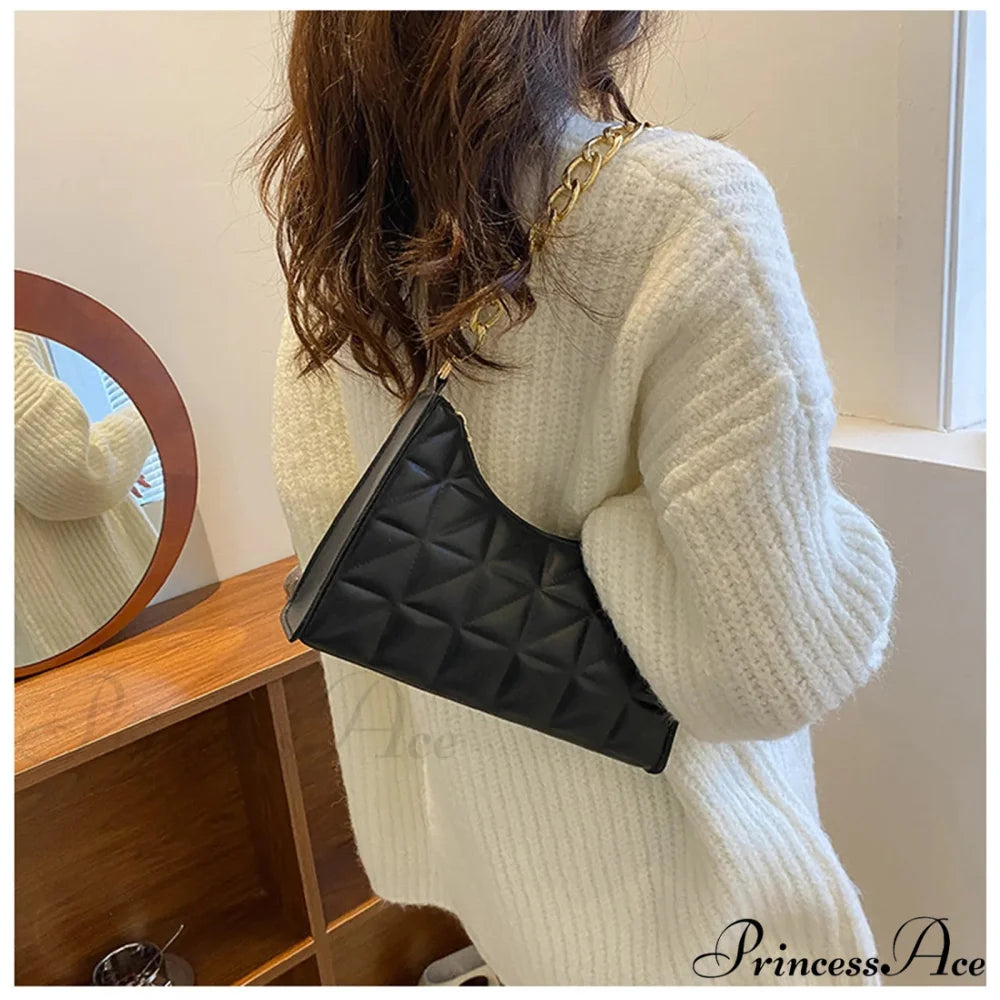 Sparkling Pattern Synthetic Leather Chain Shoulder Purse handbag-250126