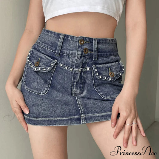 Sparkling Rebel Pocket Skirt Blue / S skirts-250223