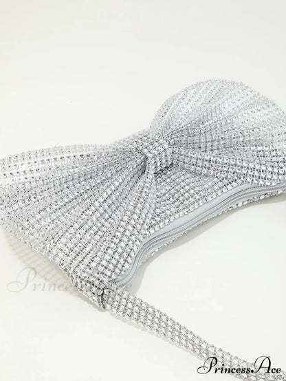 Sparkling Rhinestone Bow Nighttime Clutch Purse XF-28 SLV clutchbag-250126