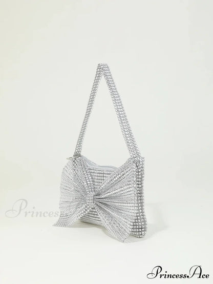 Sparkling Rhinestone Bow Nighttime Clutch Purse XF-28 SLV clutchbag-250126