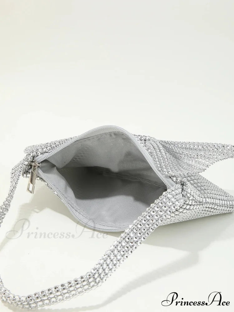 Sparkling Rhinestone Bow Nighttime Clutch Purse XF-28 SLV clutchbag-250126