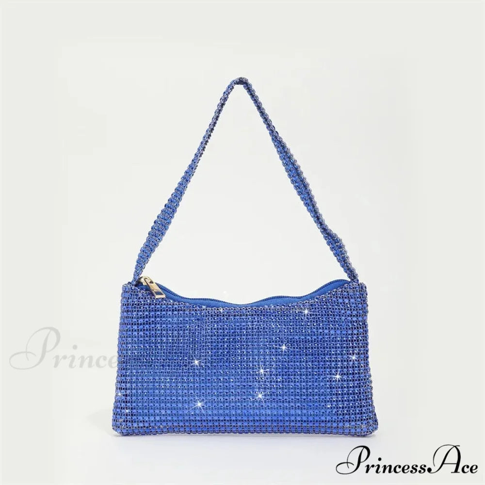 Sparkling Rhinestone Evening Bag Gemstone Shoulder Wedding Celebration Clutch SKY BLUE clutchbag-250126