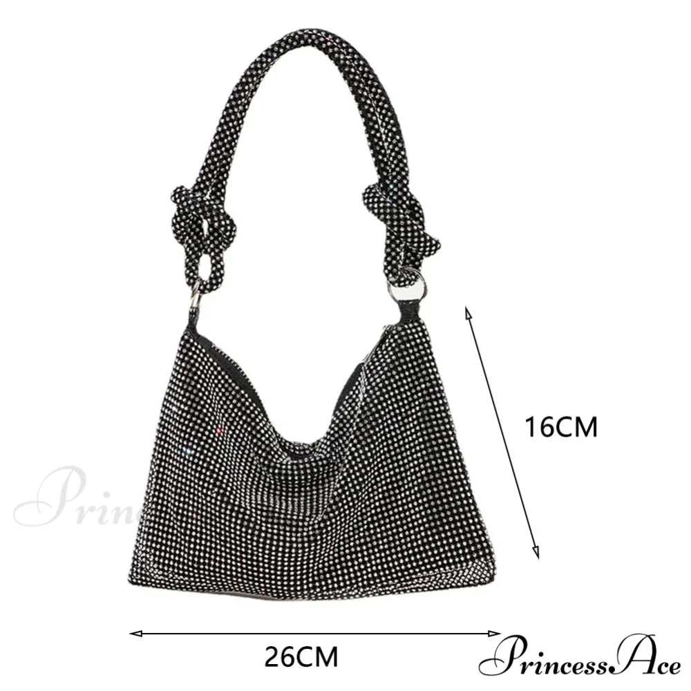 Sparkling Rhinestones Evening Clutch Women Glitzy Party Wedding Handbag Black5 clutchbag-250126