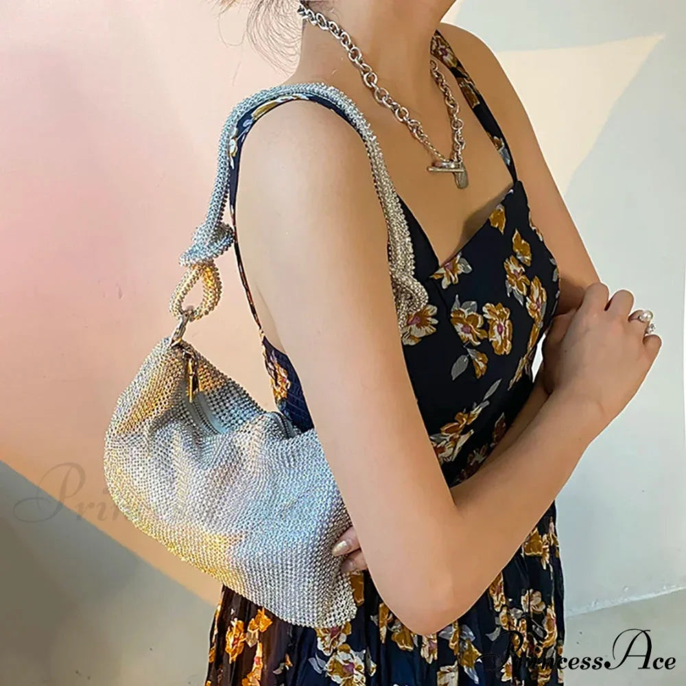 Sparkling Rhinestones Evening Clutch Women Glitzy Party Wedding Handbag clutchbag-250126