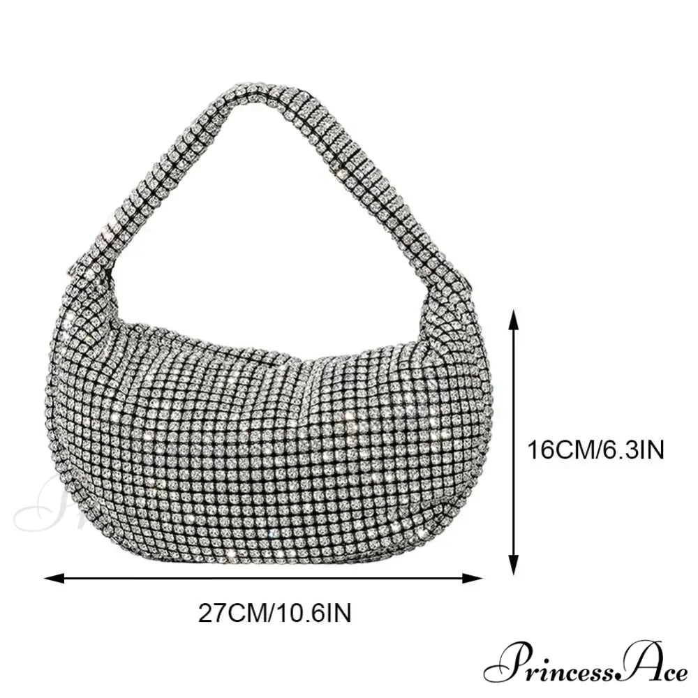 Sparkling Rhinestones Evening Clutch Women Glitzy Party Wedding Handbag Silver6 clutchbag-250126