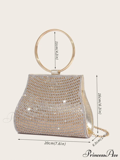 Sparkling Rhinestones Wedding Evening Clutch Purse Gold clutchbag-250126