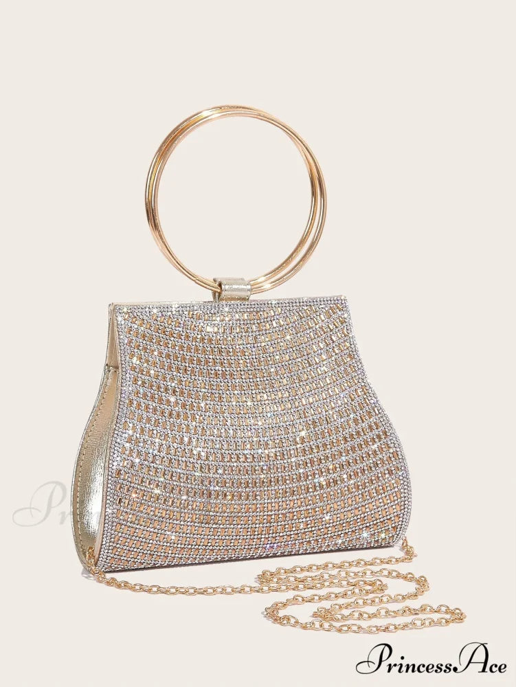 Sparkling Rhinestones Wedding Evening Clutch Purse Gold clutchbag-250126