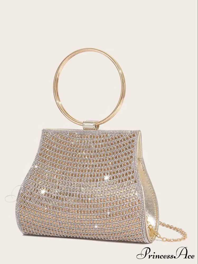 Sparkling Rhinestones Wedding Evening Clutch Purse Gold clutchbag-250126