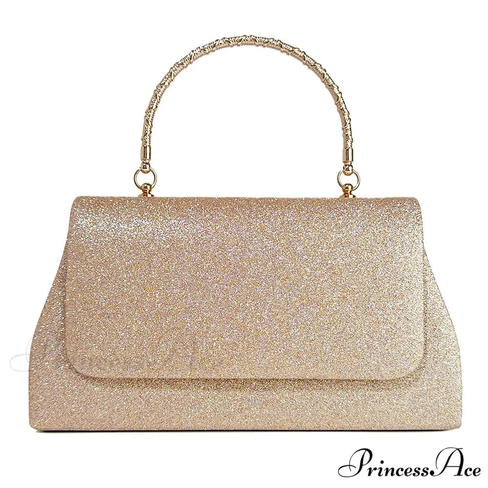 Sparkling Sequin Evening Clutch Handbags Crossbody Bag Champagne clutchbag-250126