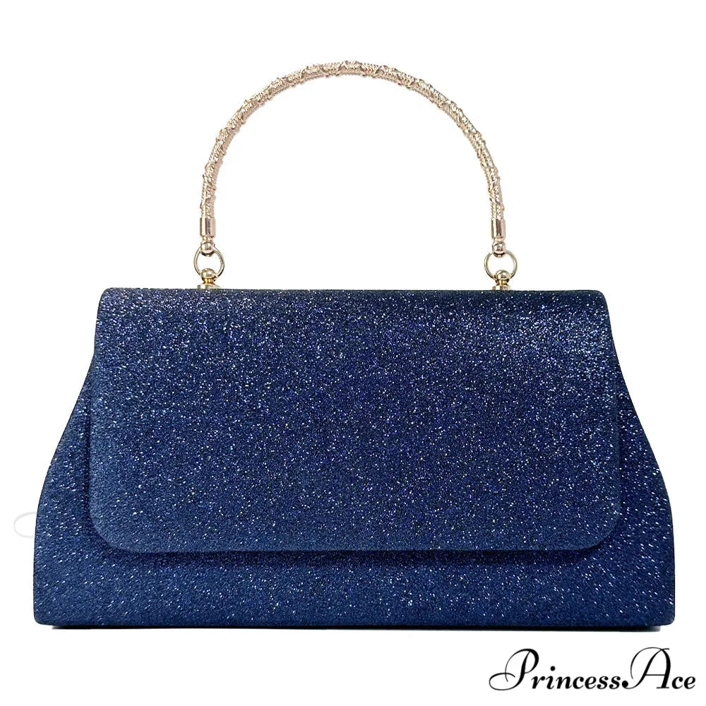 Sparkling Sequin Evening Clutch Handbags Crossbody Bag Navy blue clutchbag-250126