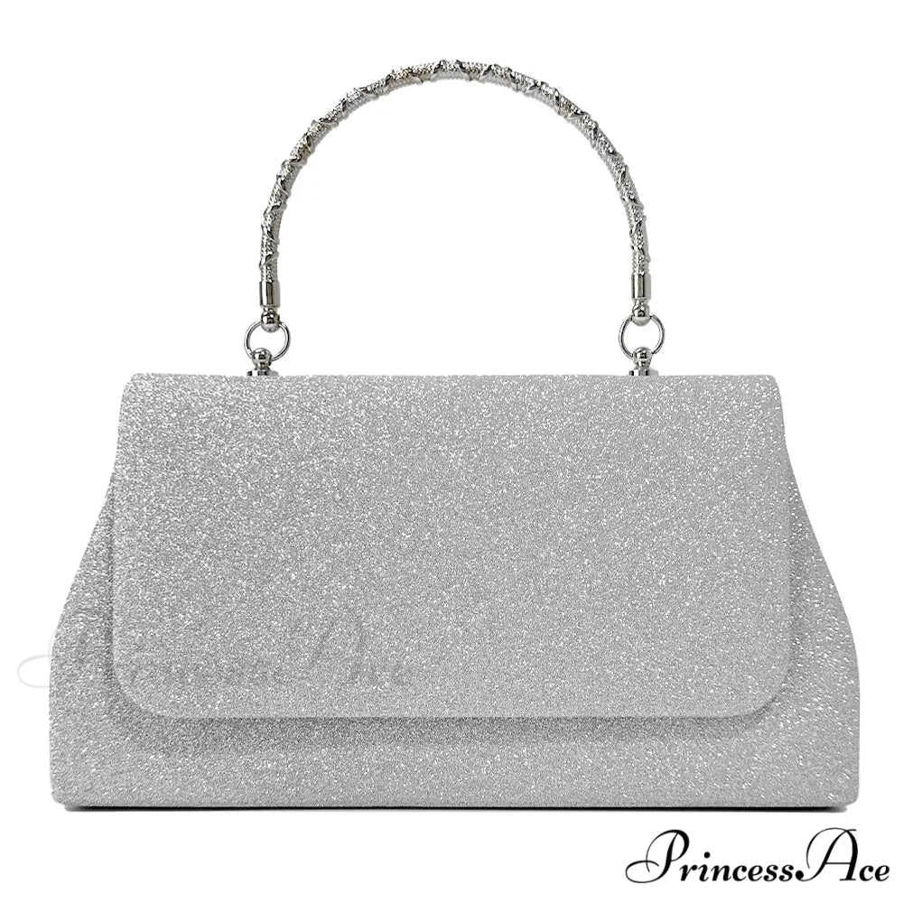 Sparkling Sequin Evening Clutch Handbags Crossbody Bag silver clutchbag-250126