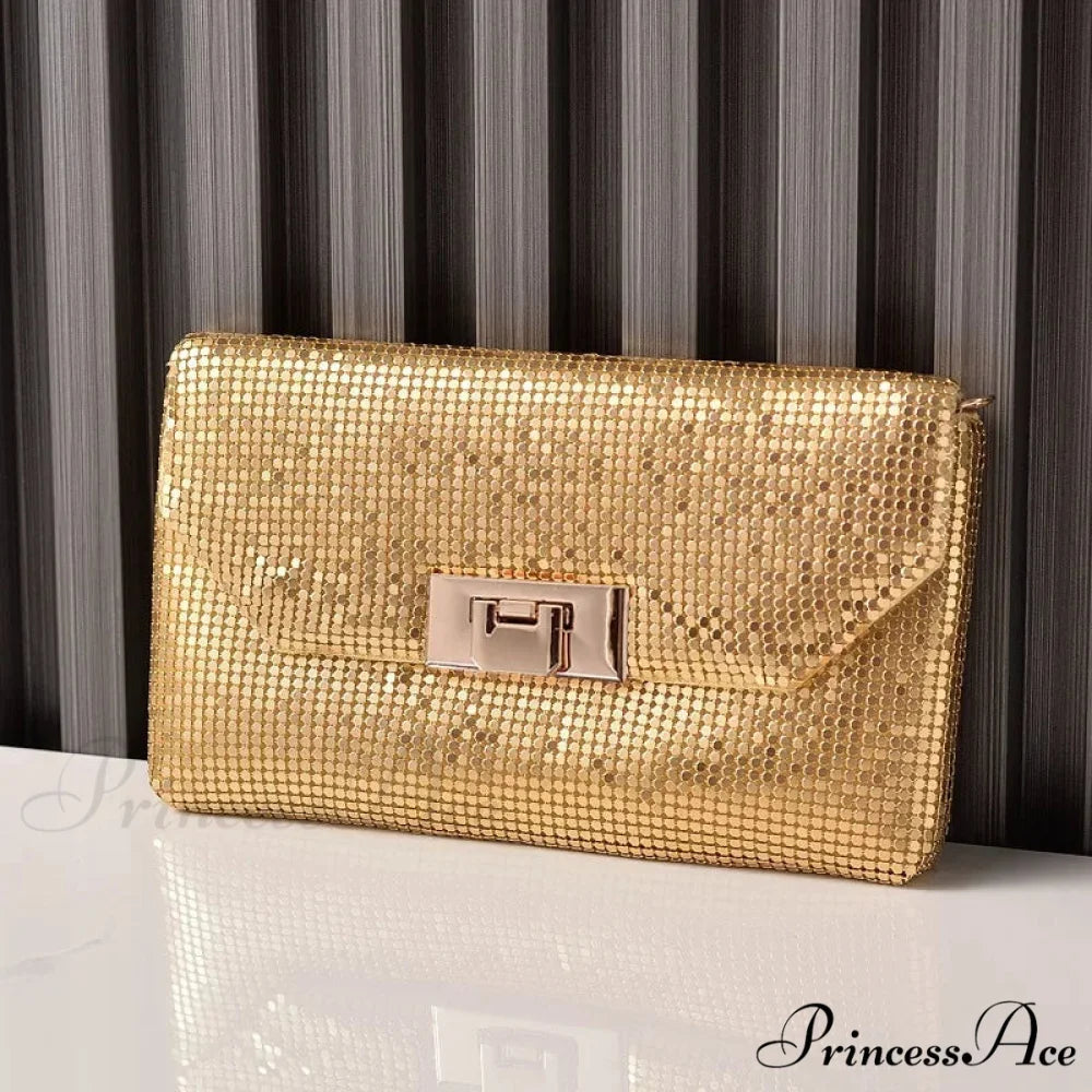 Sparkling Sequins Evening Clutch Wristlet 22cm / Gold wristlet-250126