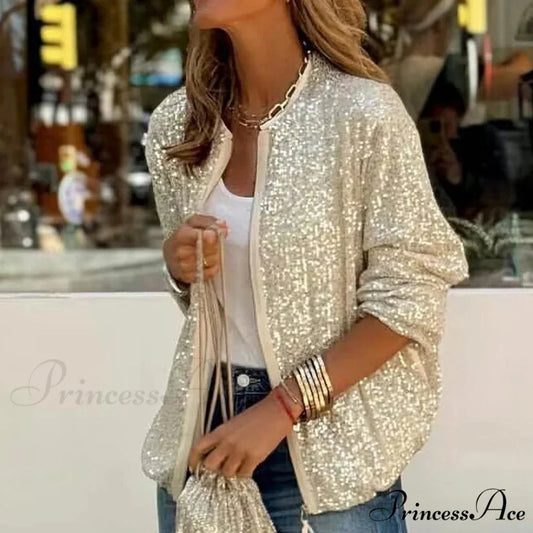 Sparkling Sleek Fit Zipper Celebration Cardigan cardigans-241228