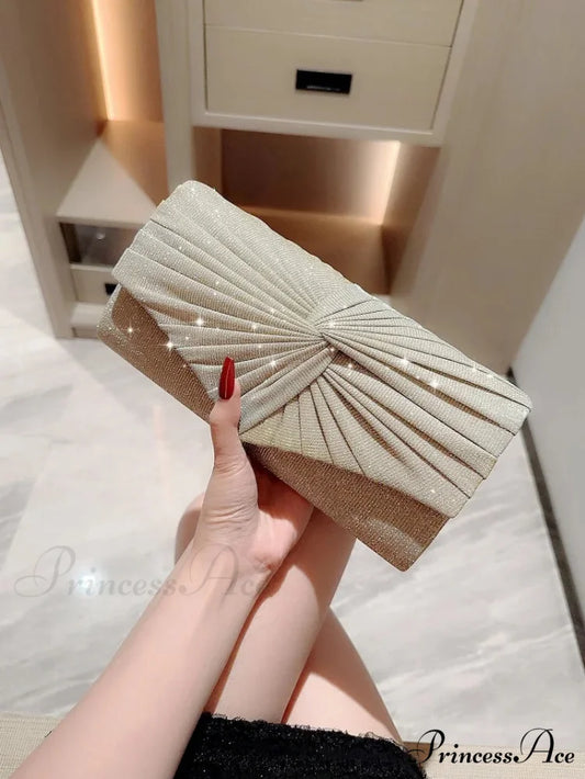 Sparkling Supper Purse Marriage Evening Grey Crossbody Bag Gold clutchbag-250126
