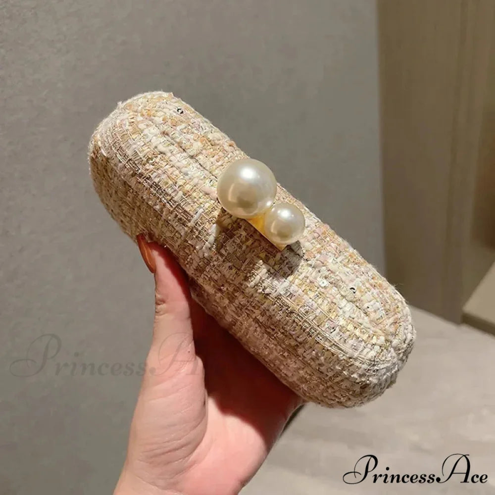 Sparkling Tweed Bead Clutch Wristlet Gold wristlet-250126