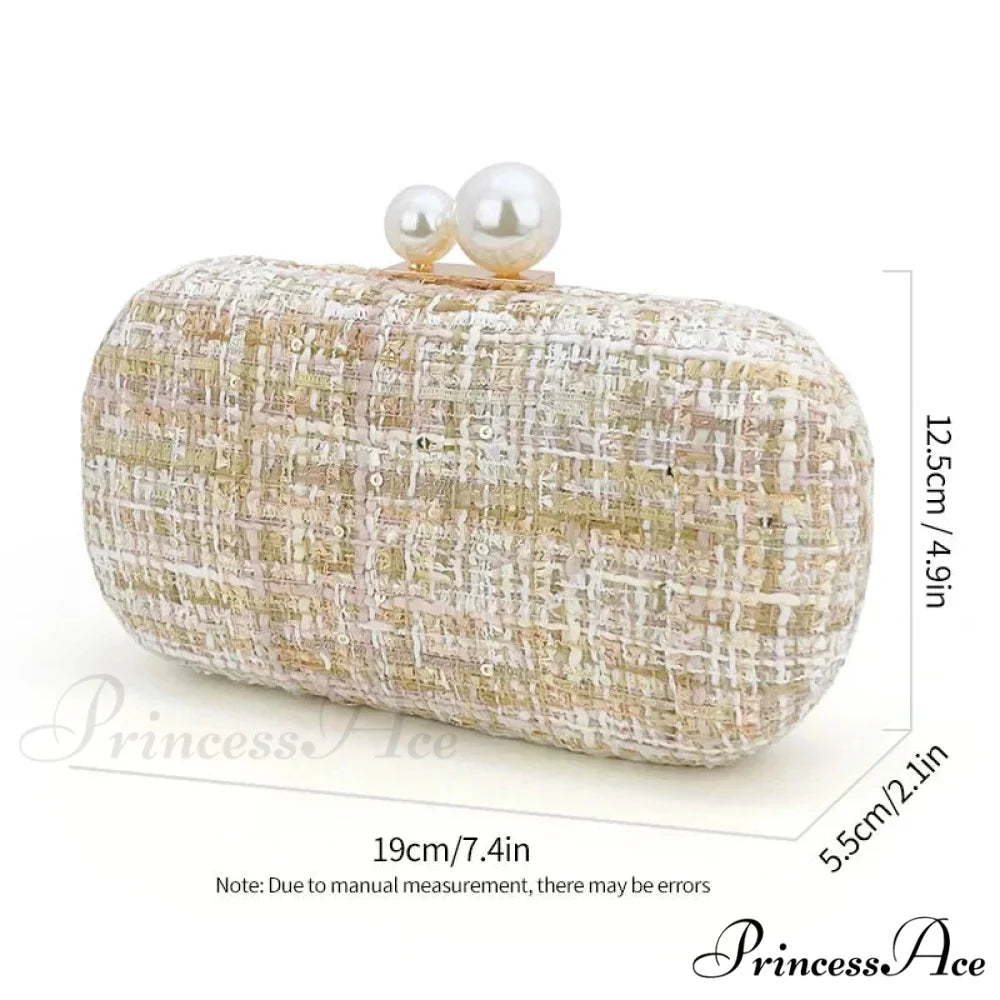 Sparkling Tweed Bead Clutch Wristlet Gold wristlet-250126