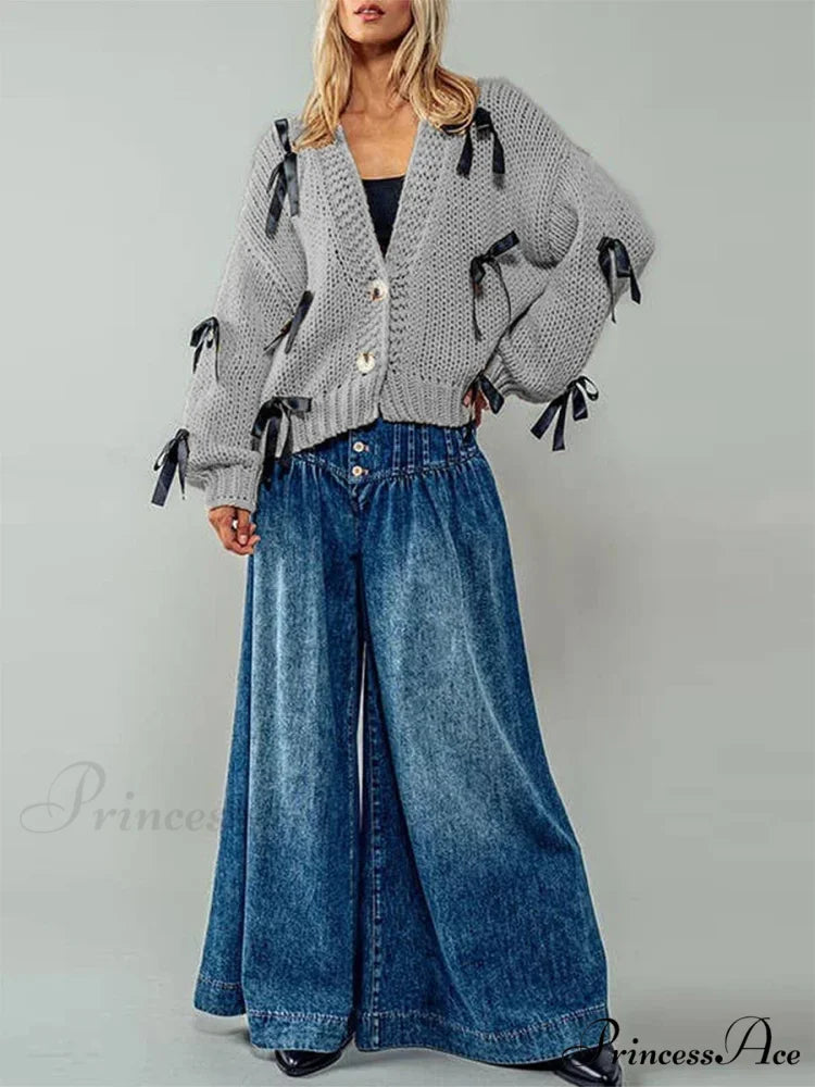 Sparkling V-neck Knit Cardigan cardigans-241228