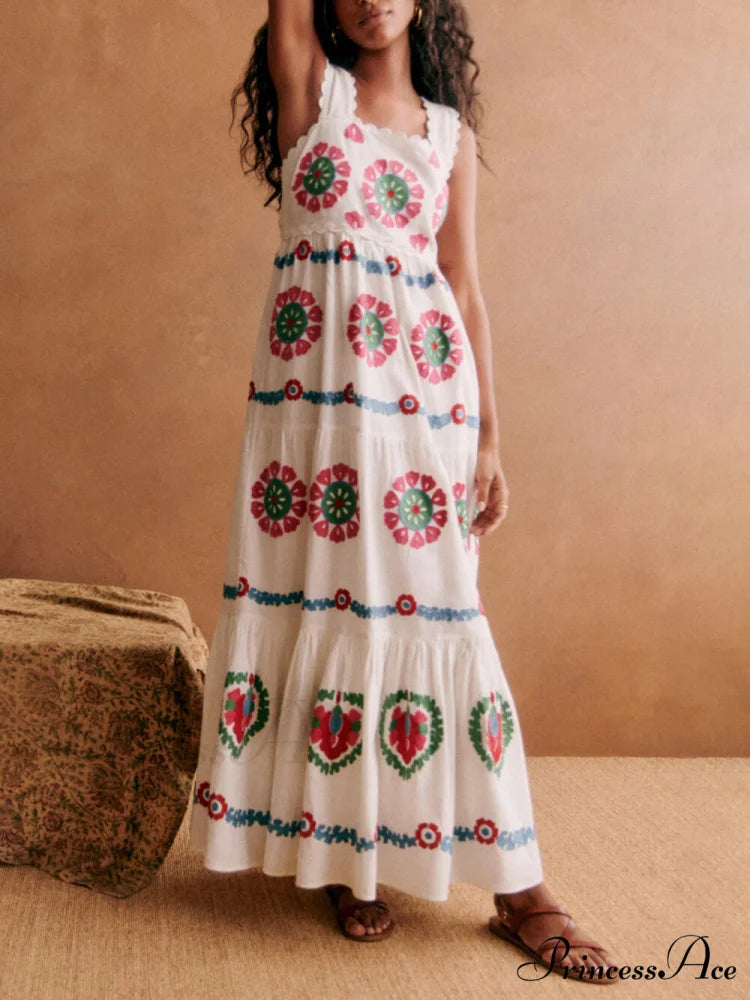 Special Ethnic Stylish Print Lace Dress