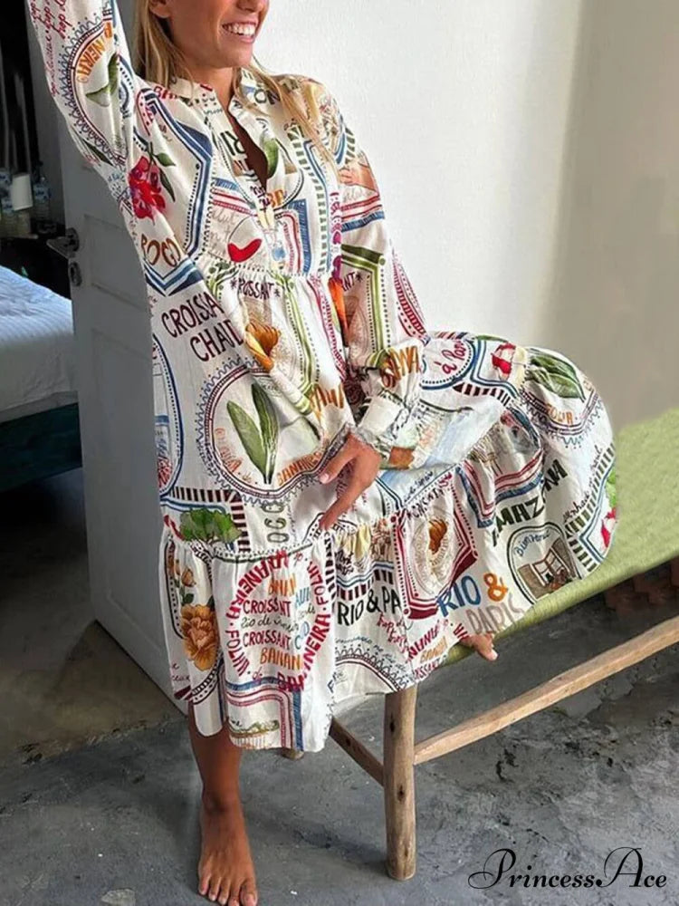 Specialized Pattern Print Charming Cardigan Midi Dress