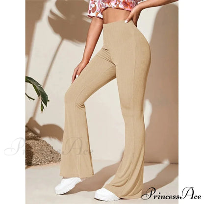 Split Knitted Wide Leg Loose Fitting High Waisted Draped Casual Pants